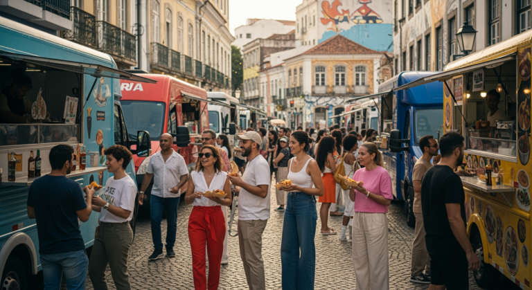 Food trucks modernos ilustrando as tendências food trucks Brasil 2026
